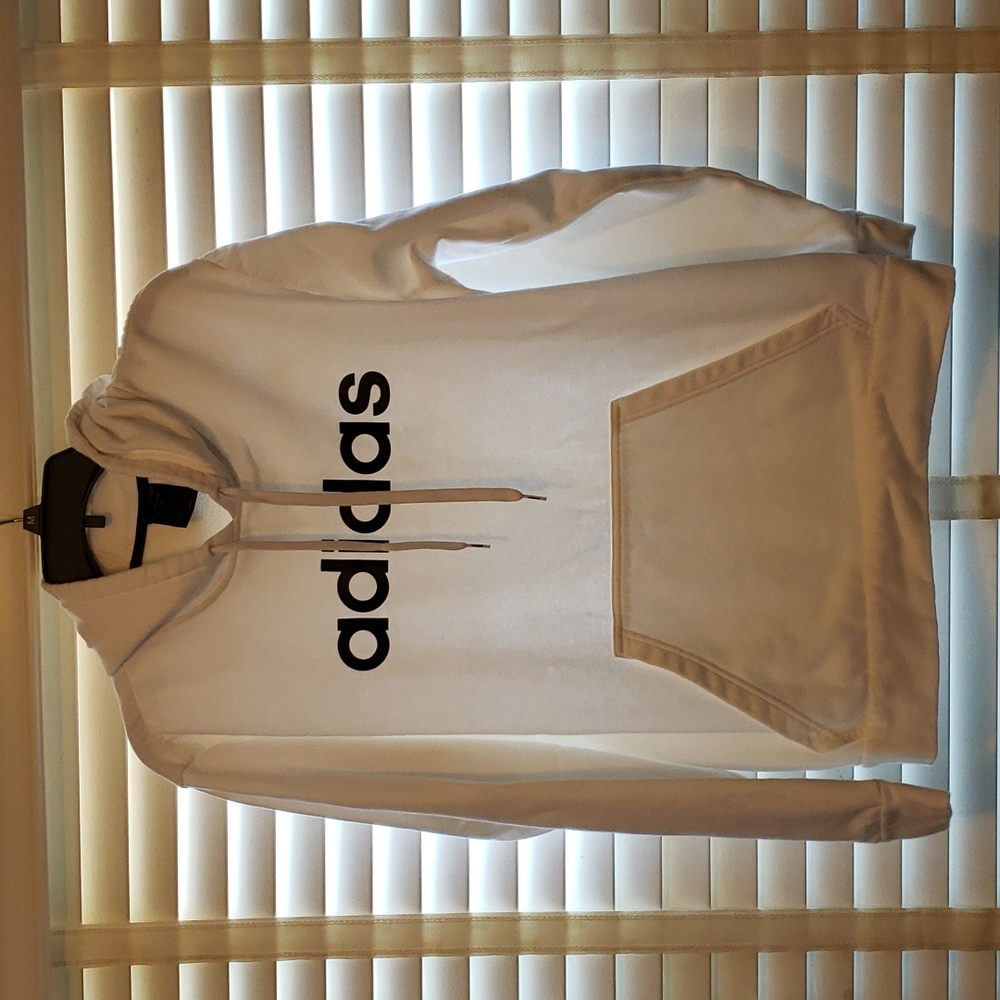 Men's white Adidas hoodie.  size large